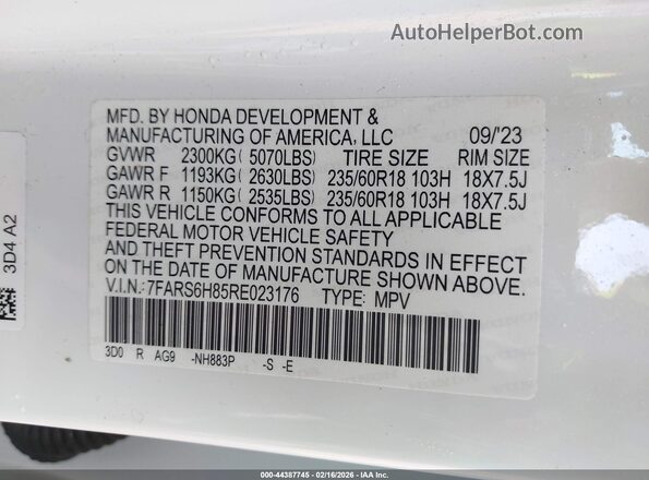 7FARS6H85RE023176 2024 HONDA CR-V Белый Вид подкапотного пространства