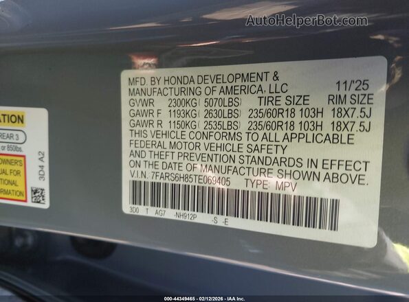 7FARS6H85TE069405 2026 HONDA CR-V Gray ძრავის განყოფილების ხედი