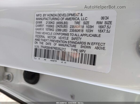 7FARS6H86SE020860 2025 HONDA CR-V White ძრავის განყოფილების ხედი