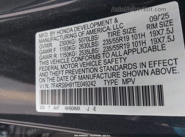 7FARS6H91TE049242 2026 HONDA CR-V Gray Շարժիչի բաժամունքի տեսք