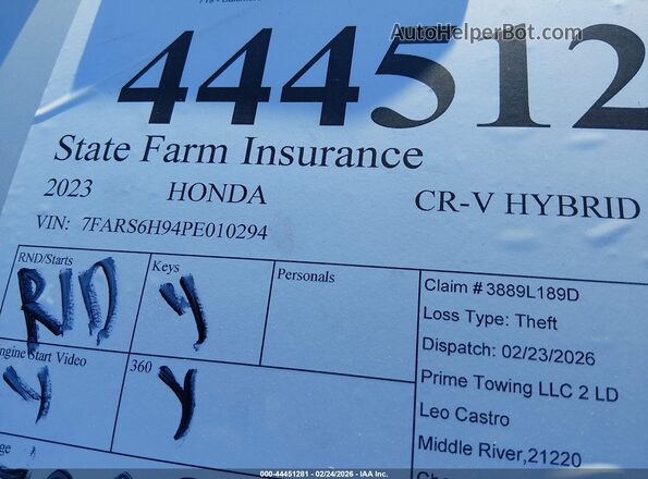 7FARS6H94PE010294 2023 HONDA CR-V White Engine compartment view