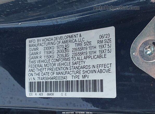 7FARS6H94RE003543 2024 HONDA CR-V Blue Вид підкапотного простору