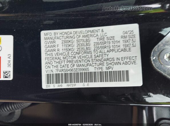 7FARS6H96SE099665 2025 HONDA CR-V HYBRID Black 