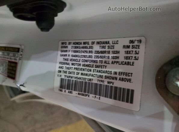 7FARW1H54KE021387 2019 HONDA CR-V White 