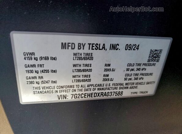 7G2CEHEDXRA037588 2024 TESLA CYBERTRUCK Black Vista de la etiqueta del VIN