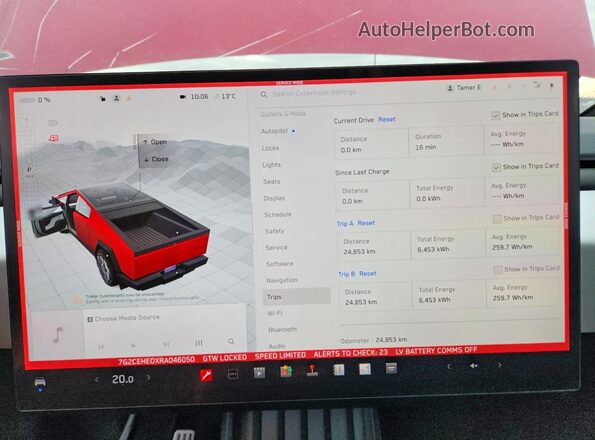 7G2CEHEDXRA046050 2024 TESLA CYBERTRUCK Красный Вид щитка приборов