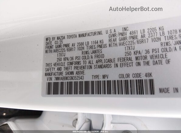 7MMVABBM3SN352543 2025 MAZDA CX-5 White 