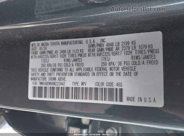 7MMVABDM9RN223942 2024 MAZDA CX-5 Gray Вид підкапотного простору