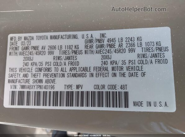7MMVABXY7PN140196 2023 MAZDA CX-5 Зеленый Вид подкапотного пространства