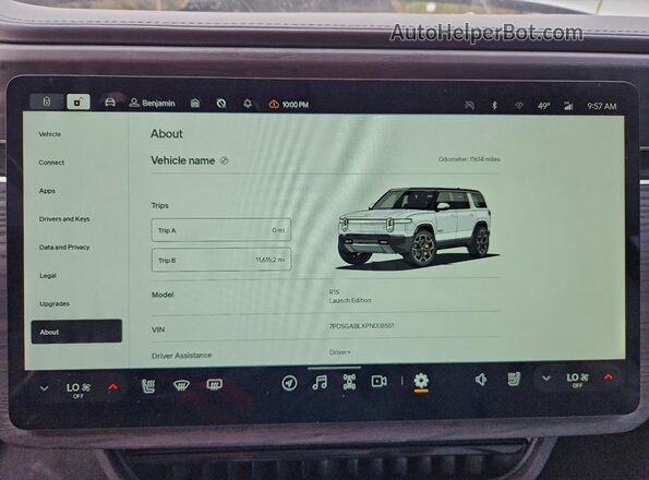 7PDSGABLXPN008551 2023 RIVIAN R1S White Вид щитка приладів