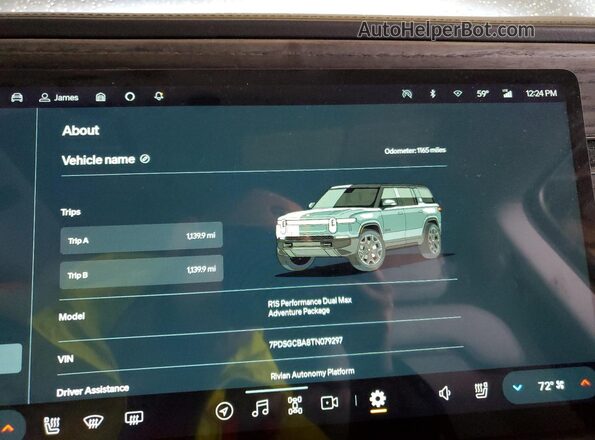 7PDSGCBA8TN079297 2026 RIVIAN R1S Gray Вид щитка приладів