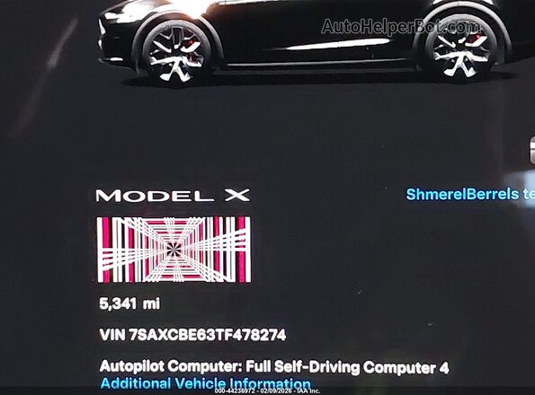 7SAXCBE63TF478274 2026 TESLA MODEL X Черный 