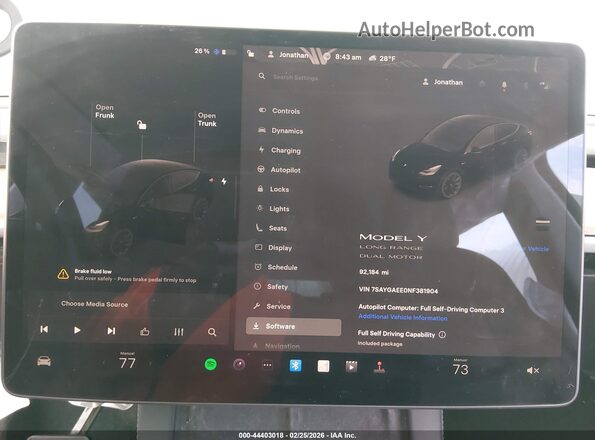 7SAYGAEE0NF381904 2022 TESLA MODEL Y Black Widok tylnych siedzeń