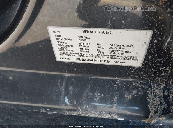 7SAYGAEE4RF029320 2024 TESLA MODEL Y Gray Engine compartment view