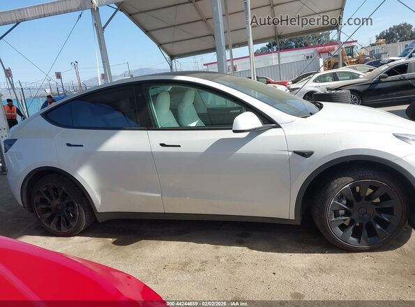 7SAYGAEEXPF800652 2023 TESLA MODEL Y White Widok wnętrza z tyłu