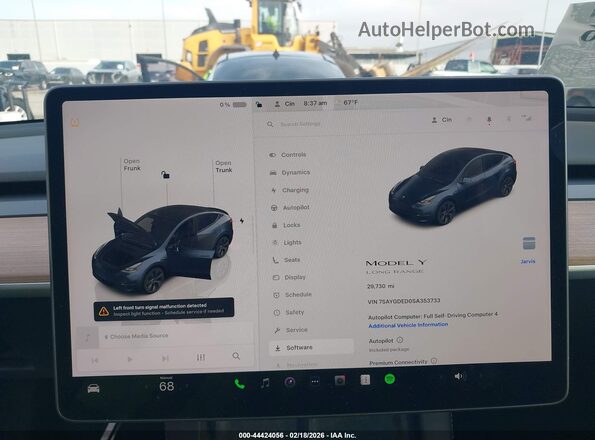 7SAYGDED0SA353733 2025 TESLA MODEL Y Серый Вид задних сидений