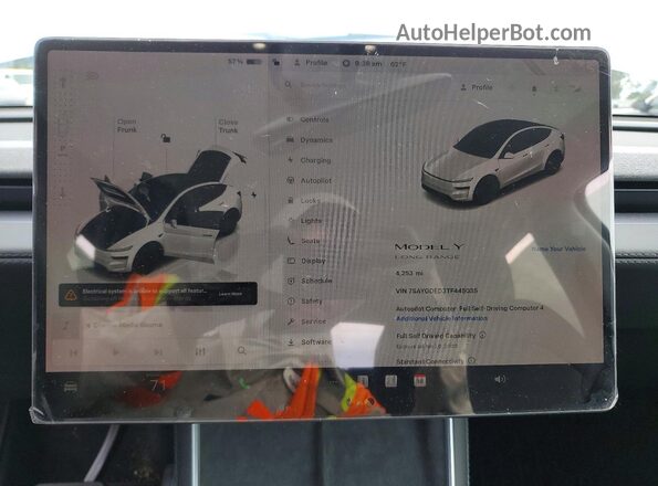 7SAYGDED3TF445035 2026 TESLA MODEL Белый Вид щитка приборов