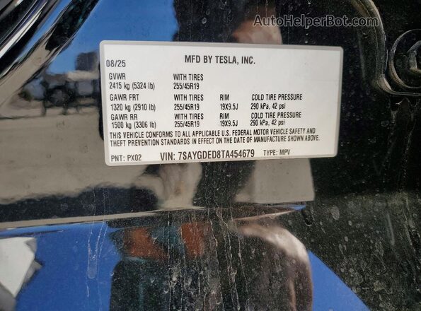 7SAYGDED8TA454679 2026 TESLA MODEL Black VIN sticker view