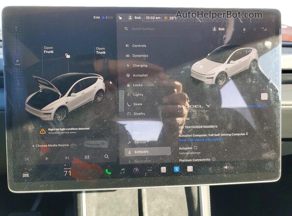 7SAYGDED9TA500973 2026 TESLA MODEL White Vista del cuadro de instrumentos