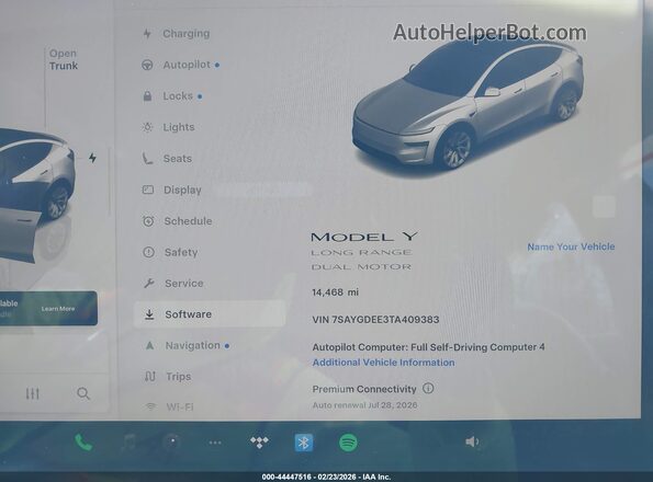 7SAYGDEE3TA409383 2026 TESLA MODEL Y Gray Հետևի նստատեղերի տեսք