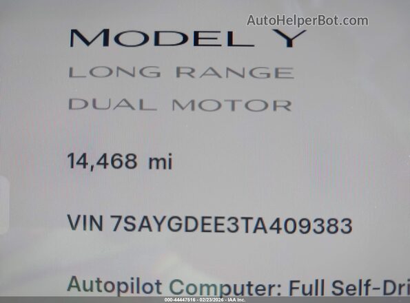 7SAYGDEE3TA409383 2026 TESLA MODEL Y Gray 