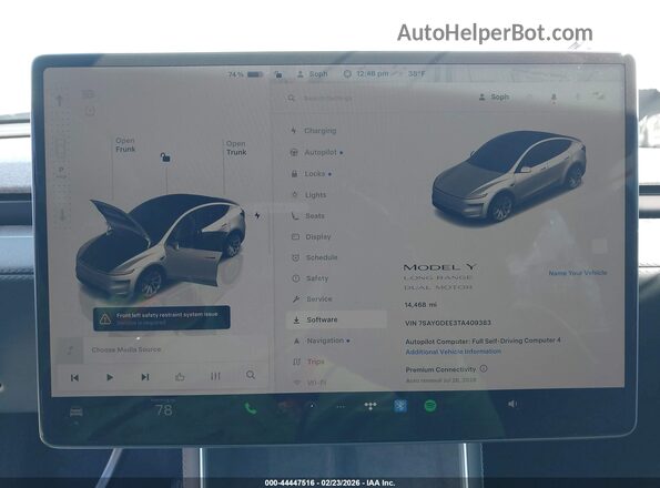 7SAYGDEE3TA409383 2026 TESLA MODEL Y Gray 