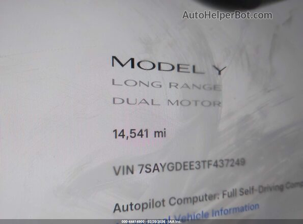 7SAYGDEE3TF437249 2026 TESLA MODEL Y Gray 