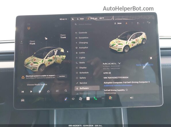 7SAYGDEE7TF516004 2026 TESLA MODEL Y White Հետևի նստատեղերի տեսք