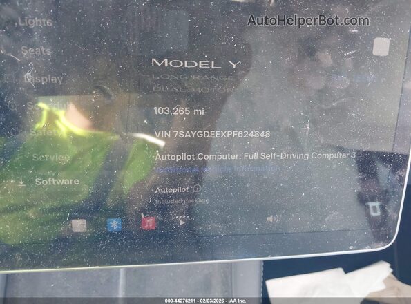 7SAYGDEEXPF624848 2023 TESLA MODEL Y White 