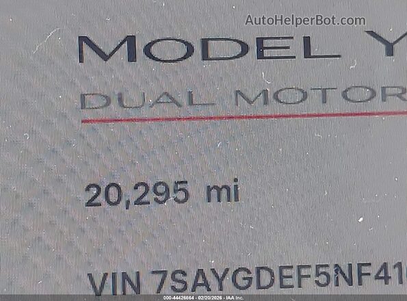 7SAYGDEF5NF410534 2022 TESLA MODEL Y White 