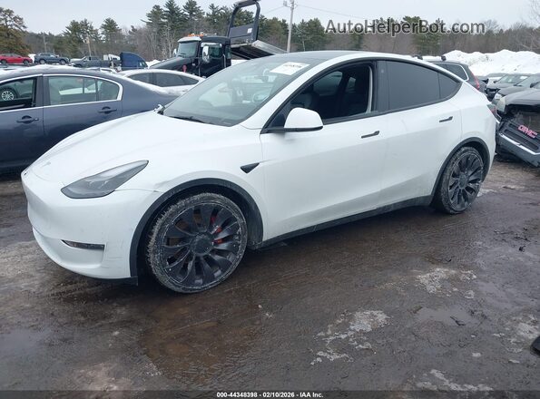 7SAYGDEF7NF308720 2022 TESLA MODEL Y White წინა მარცხენა ხედი სამი მეოთხედიდან