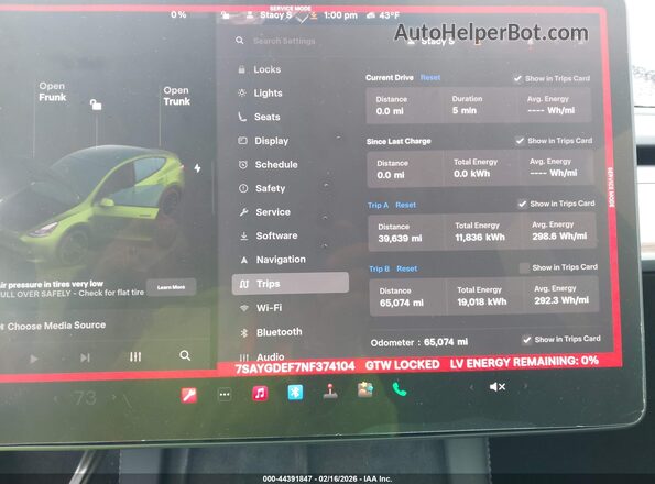 7SAYGDEF7NF374104 2022 TESLA MODEL Y Gray Вид задніх сидінь