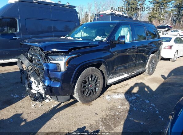 7SVAAABA0SX055173 2025 TOYOTA SEQUOIA Blue Առջևի ձախ երեք քառորդ տեսարան