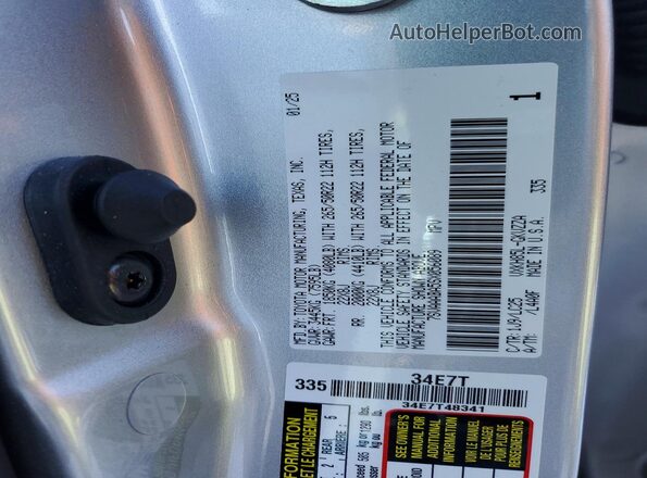 7SVAAABA5SX056089 2025 TOYOTA SEQUOIA Silver VIN sticker view