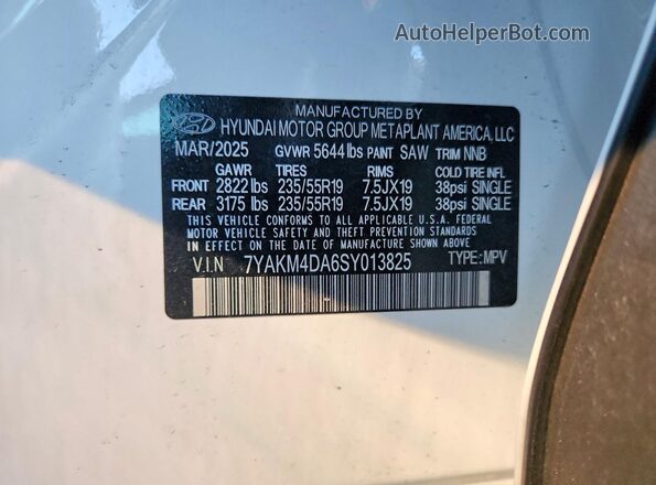 7YAKM4DA6SY013825 2025 HYUNDAI IONIQ White 