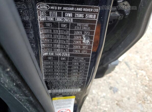 SALVP2RX8JH298015 2018 LAND ROVER RANGE Black Панорамний вид салону 360°