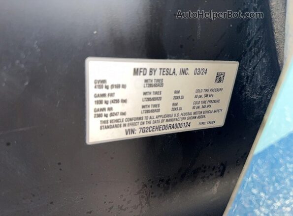 7G2CEHED6RA005124 2024 TESLA CYBERTRUCK Black Սալոնի հետևի տեսք