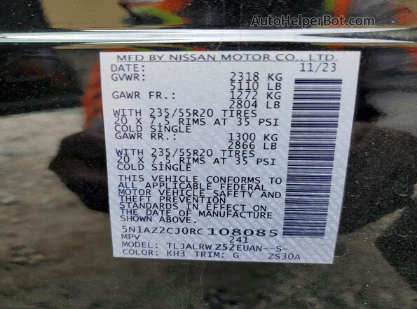 5N1AZ2CJ0RC108085 2024 NISSAN MURANO Black 
