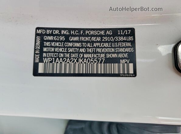 WP1AA2A2XJKA05577 2018 PORSCHE CAYENNE White 