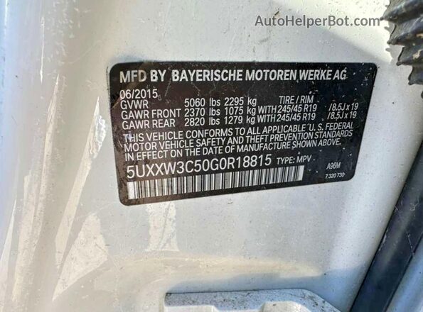 5UXXW3C50G0R18815 2016 BMW X4 Белый 