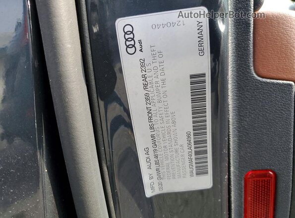 WAUGMAF40LA064960 2020 AUDI OTHER Gray VIN კოდის სტიკერის ხედი