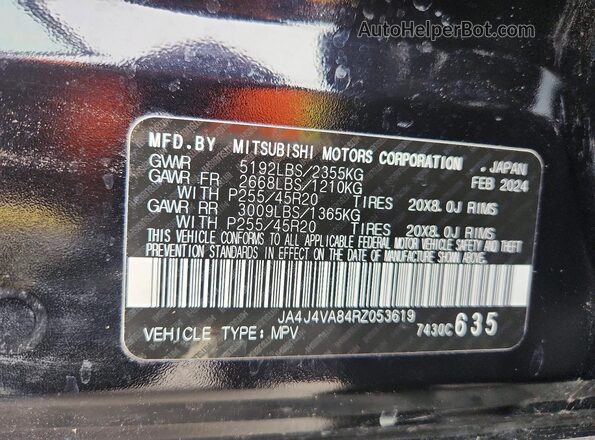 JA4J4VA84RZ053619 2024 MITSUBISHI OUTLANDER Black 