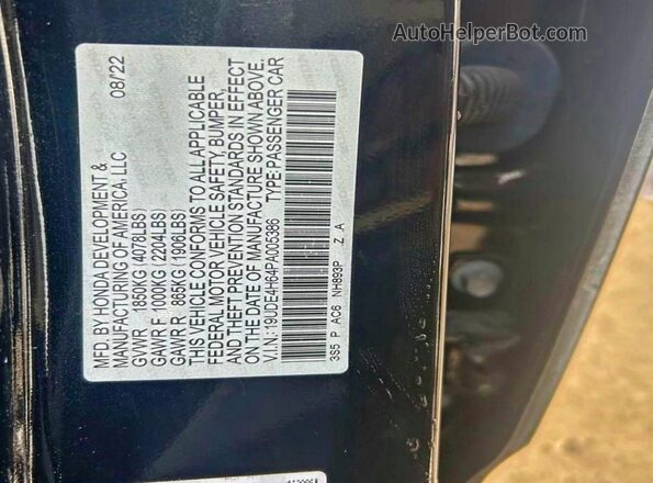 19UDE4H64PA005386 2023 ACURA INTEGRA Black Widok wnętrza z tyłu