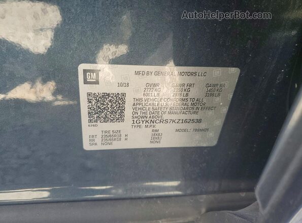 1GYKNCRS7KZ162538 2019 CADILLAC XT5 Синий 