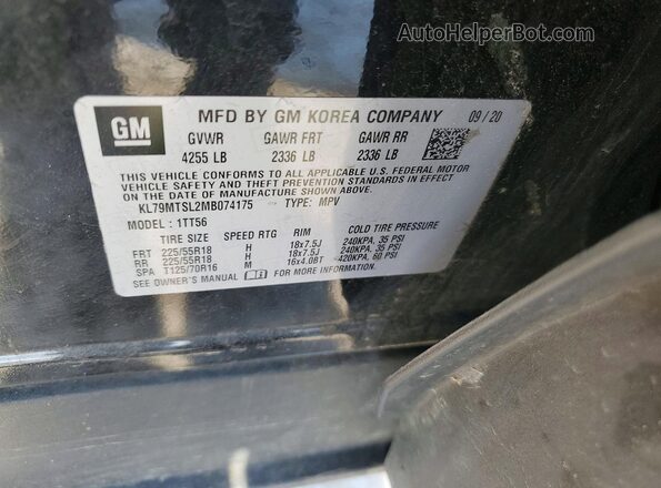 KL79MTSL2MB074175 2021 CHEVROLET TRAILBLAZER Black Vista interior de 360 grados