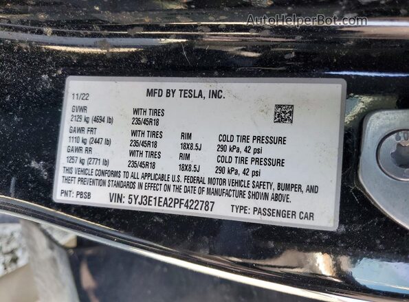 5YJ3E1EA2PF422787 2023 TESLA MODEL Black 