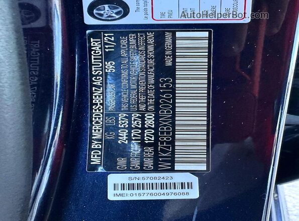 W1KZF8EBXNB026153 2022 MERCEDES-BENZ E Синий Вид задней части салона