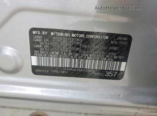 JA4ARUAU5MU009868 2021 MITSUBISHI OUTLANDER Silver 
