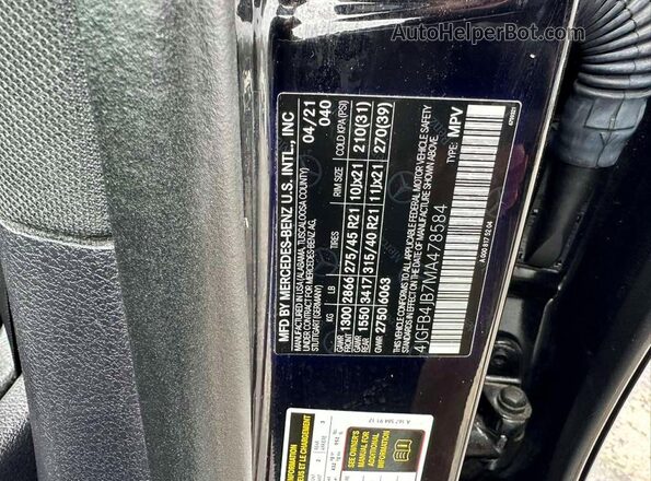 4JGFB4JB7MA478584 2021 MERCEDES-BENZ GLE Black 