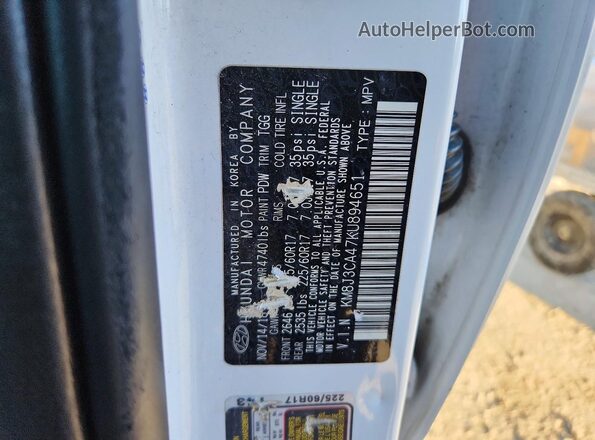 KM8J3CA47KU894651 2019 HYUNDAI TUCSON Белый 